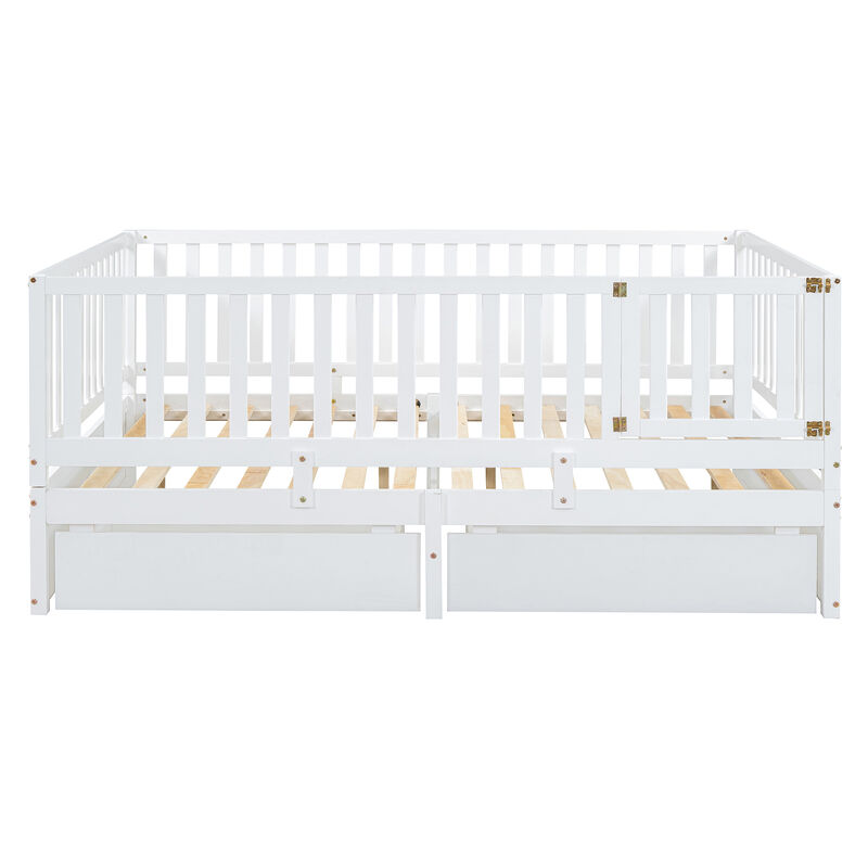 Merax Wood Daybed with Fence Guardrails