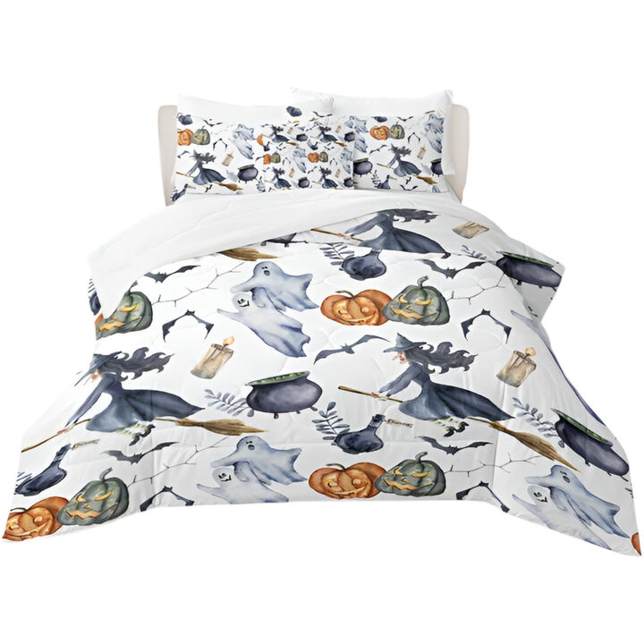8-Piece Halloween Comforter Set Spooky & Cozy Bedding with Pillow Shams & Decorative Accents