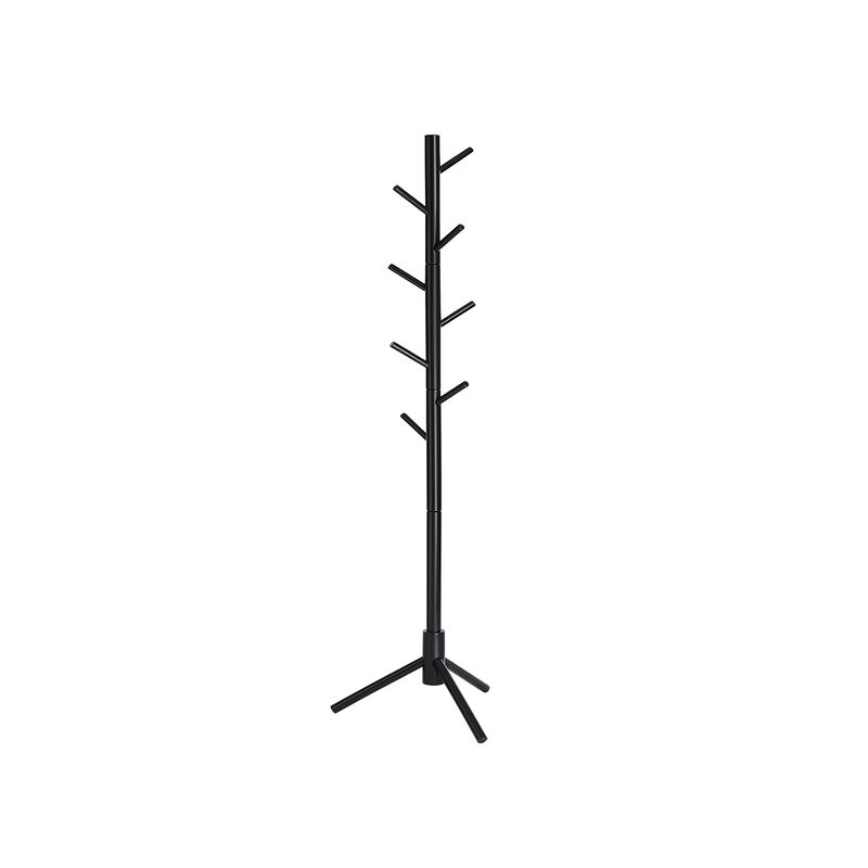 Coat Rack with 8 Hooks, Solid Wood Coat Tree Free Standing, 18.5 Inch Dia Base, for Clothes
