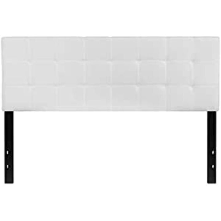 Flash Furniture Bedford Tufted Upholstered Queen Size Headboard in White Fabric
