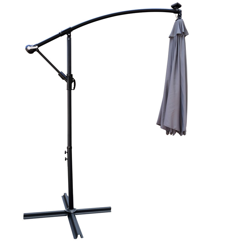 10 FT Outdoor Patio Umbrella Solar Powered LED Lighted Sun Shade Market Waterproof 8 Ribs