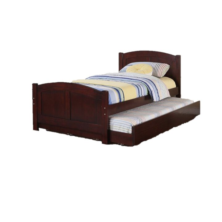 Twin Size Bed with Trundle Slats Pine Plywood Kids Youth Bedroom Furniture