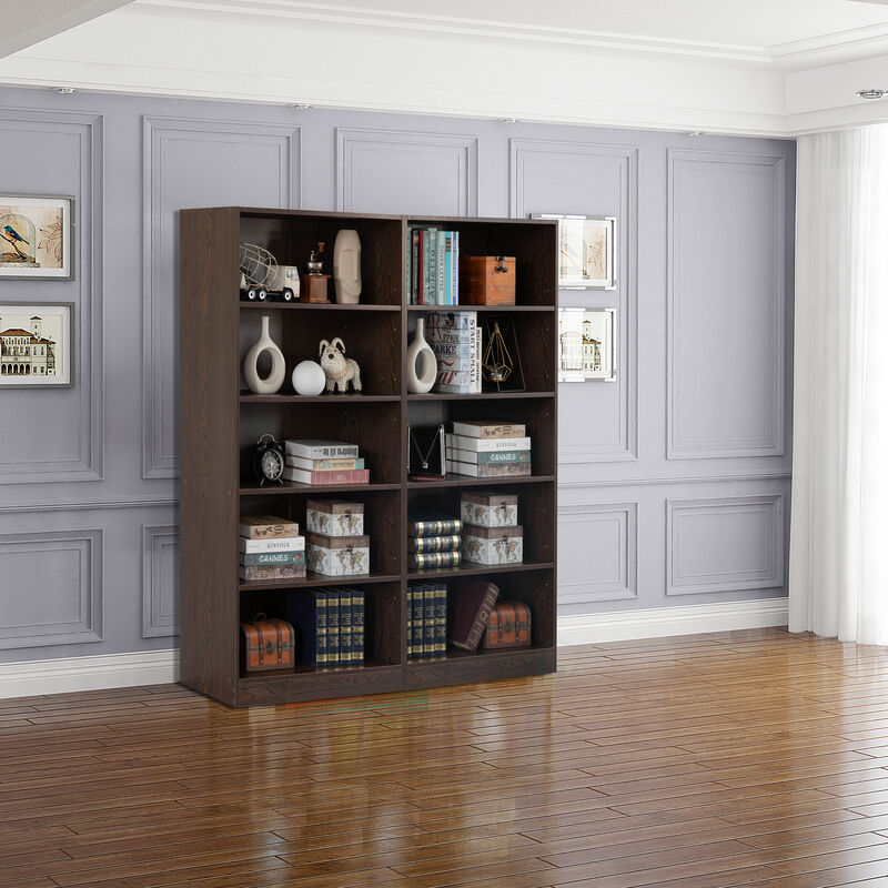 Freestanding Classic Wooden Display Bookshelf, Floor Standing Bookcase, with 5 Open Display Shelves, White
