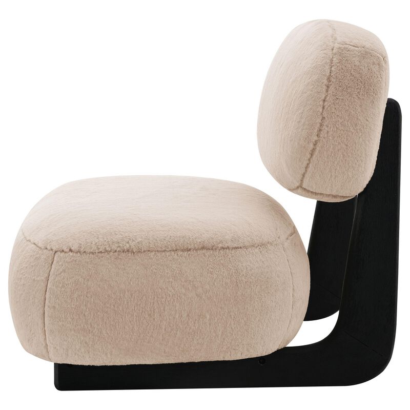 Diasa Armless Accent Chair, Camel Brown Fabric, Thick Foam Cushions - Benzara