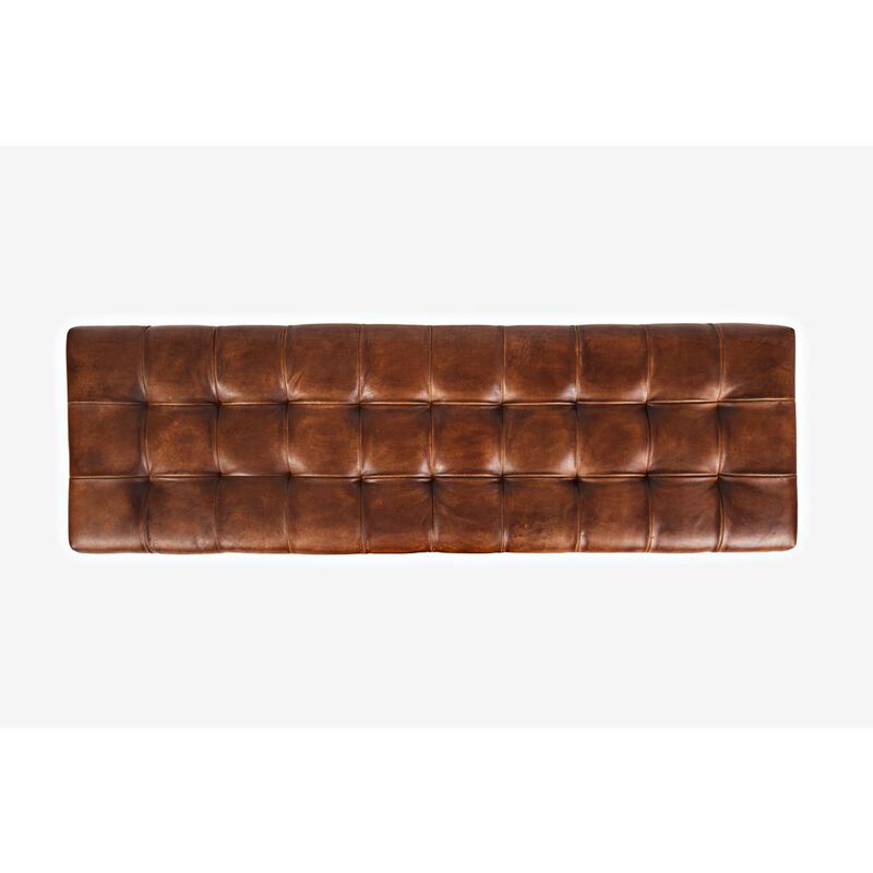 Jofran 55 Genuine Distressed Leather Ottoman Bench
