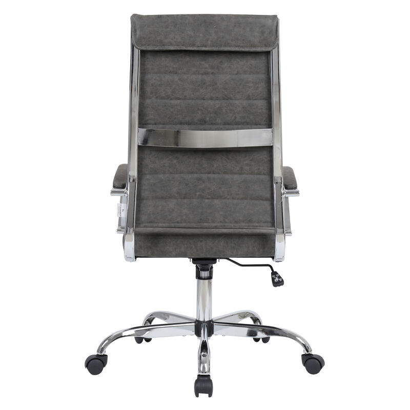 LeisureMod Benmar High-Back Mid-Century Modern Swivel Leather Office Chair – Ergonomic Executive Desk Chair with Adjustable Height, Tilt, and 360-Degree Swivel for Home and Office Comfort