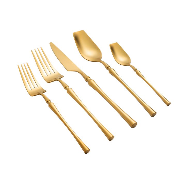 Millie Brushed Silver Stainless Steel Flatware - Set of 5 Pieces