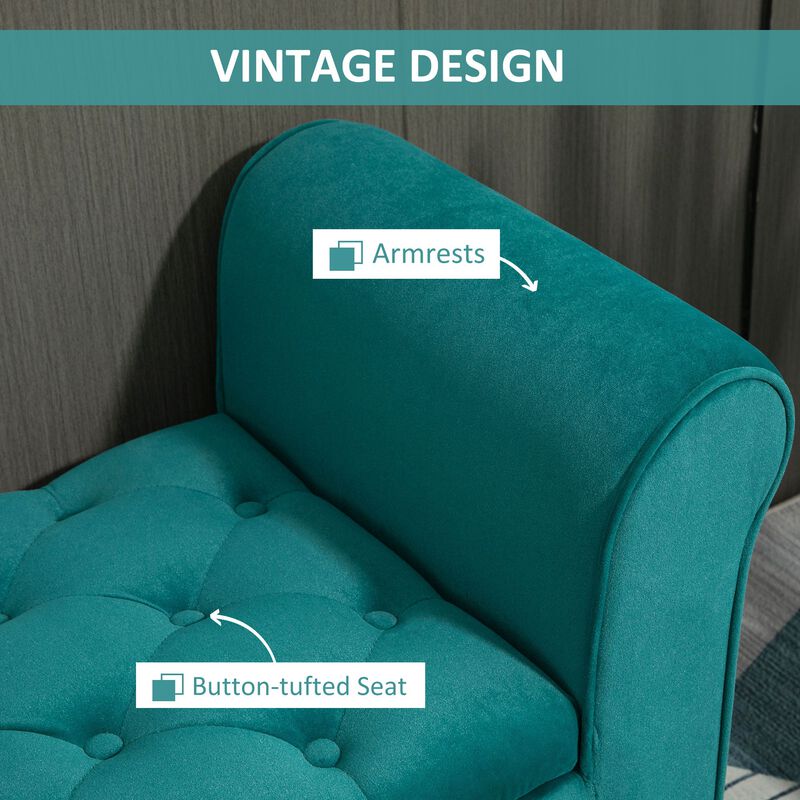 Green Elegant Storage: Tufted Ottoman Bench with Folding Design