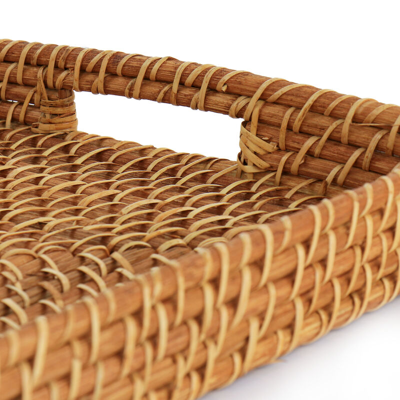 Martha Stewart 16 Inch Rattan Woven Serving Tray in Brown