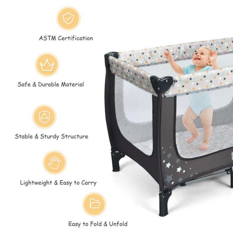 Hivvago Portable Baby Playpen with Mattress Foldable Design
