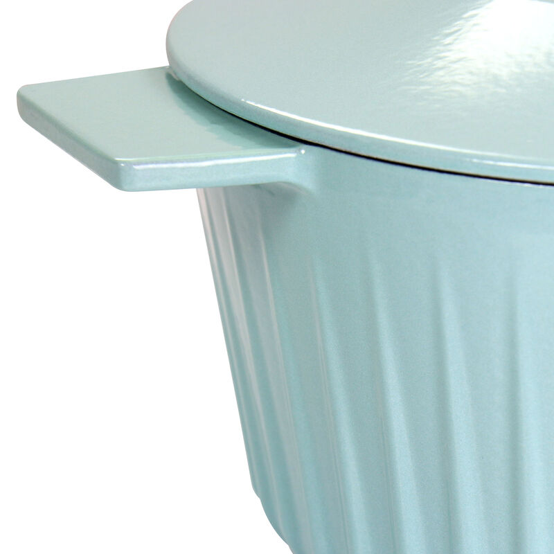 Martha Stewart Enameled Cast Iron 5 Quart Round Dutch Oven with Lid in Light Cyan