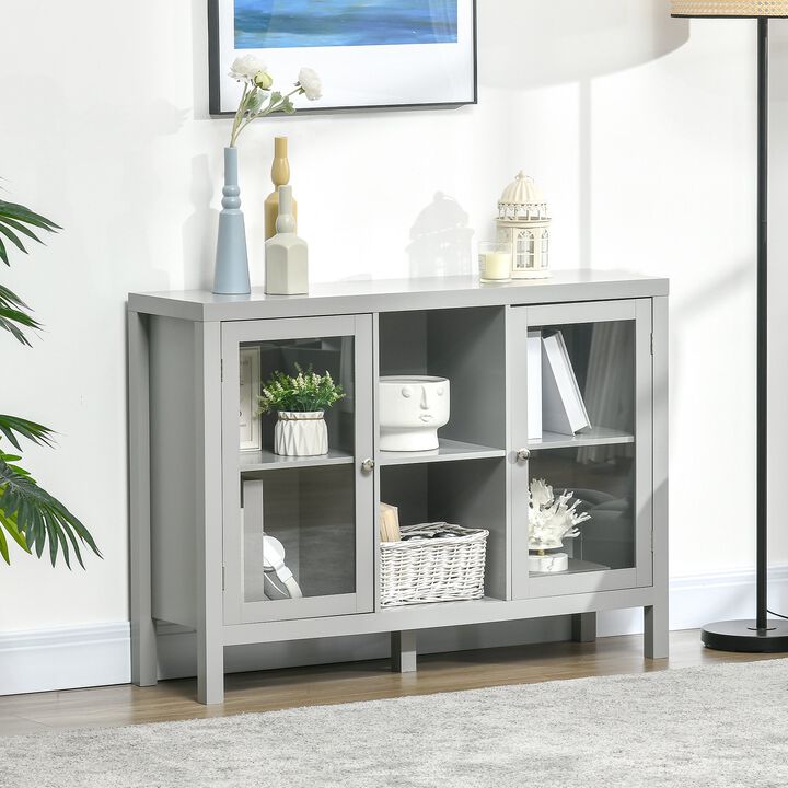 Gray Dining Storage: Modern Sideboard Buffet with Wine Rack & Shelves