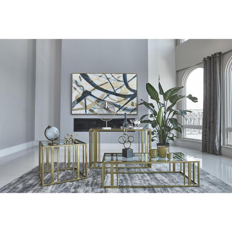 Adri Metal Frame Sofa Table Matte Brass