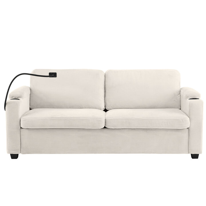 Merax  Corduroy Sleeper Sofa Loveseat Sofa with Mattress