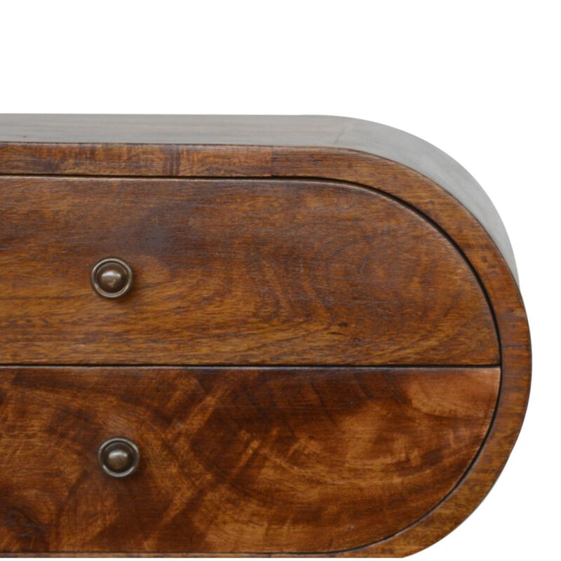 Chestnut Circular 2 Drawer Solid Wood Nightstand