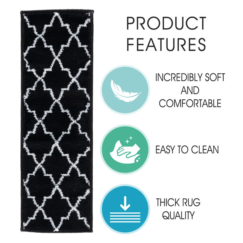 SUSSEXHOME Carpet Stair Treads Easy to Install with Double Adhesive Tape - Safe, 9" X 28" - Black