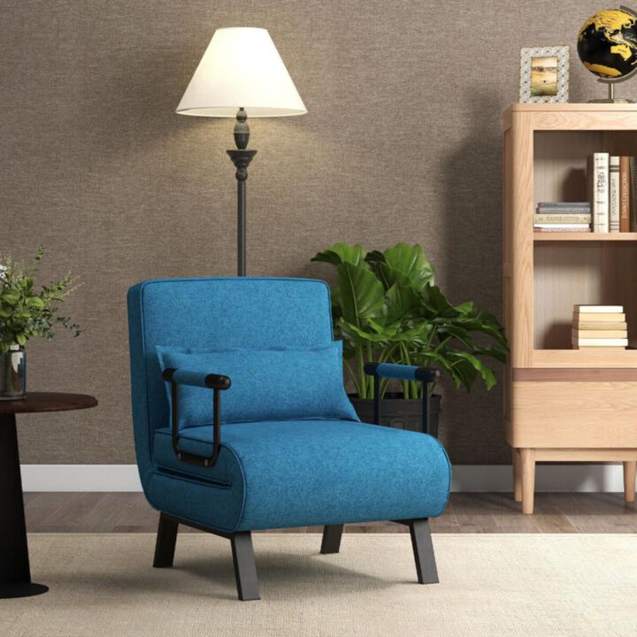Hivvago Folding 6 Position Convertible Sleeper Bed Armchair Lounge Couch with Pillow