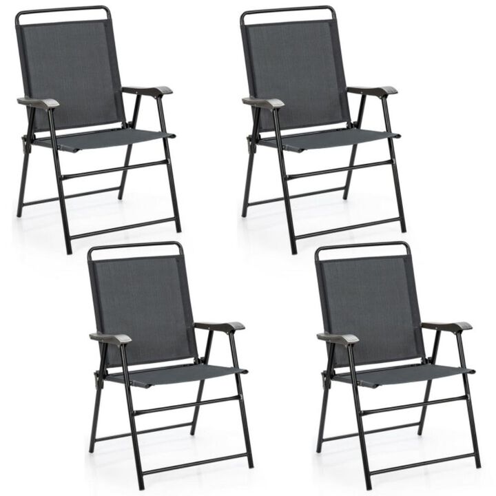 Hivvago 4 Pieces Portable Outdoor Folding Chair with Armrest