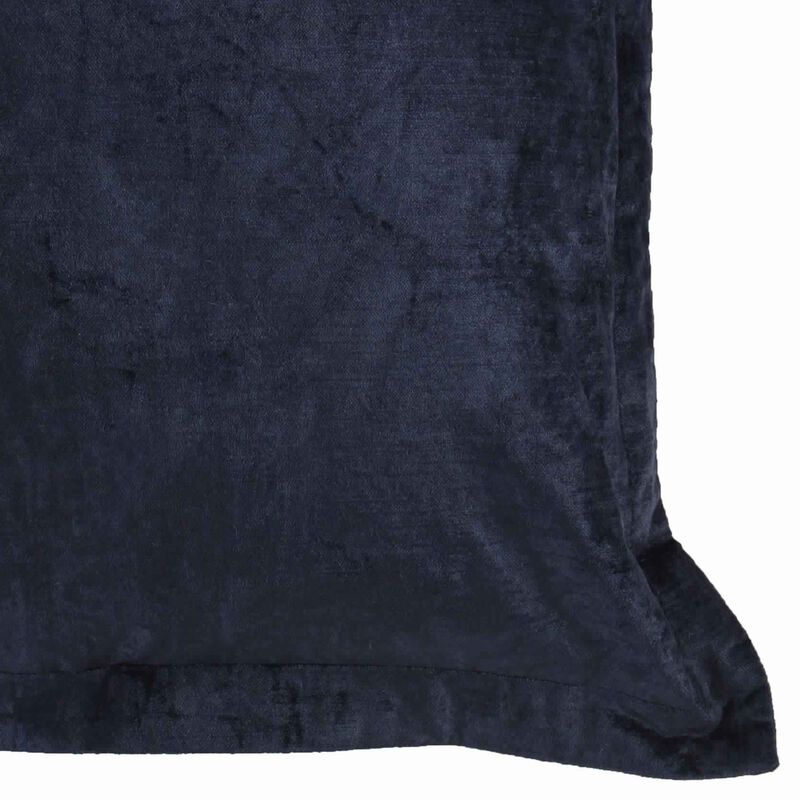 Square Fabric Throw Pillow with Solid Color and Flanged Edges, Blue-Benzara
