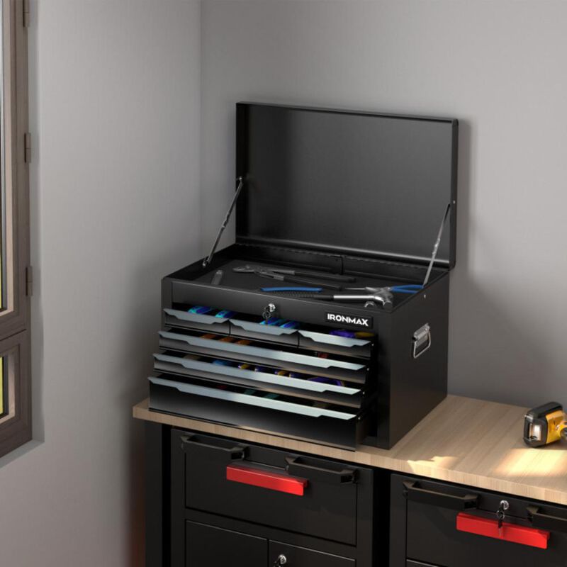 Hivvago 24 Inch Tool Chest Case with 6 Drawers and Top Storage for Garage Repair Shop & Warehouse-Black