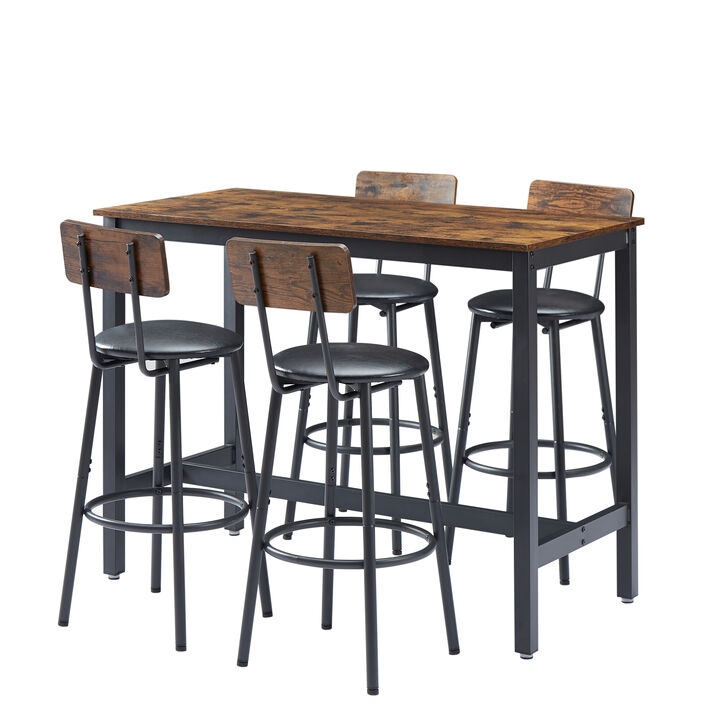 Merax Bar Table with 4 Bar Stools Retro Dining Set