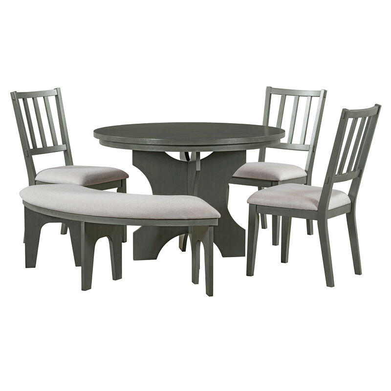 Merax 5-piece Rustic Charm Round Table Dining Set