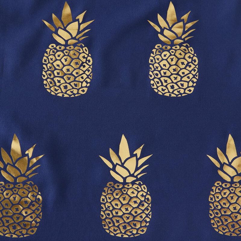 Saturday Knight Ltd Gilded Pineapple Printed Fabric Bath Shower Curtain - 72x72", Blue
