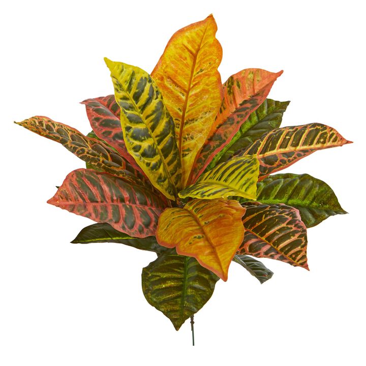 Hivvago 17" Garden Croton Artificial Plant (Real Touch) (Set of 6)