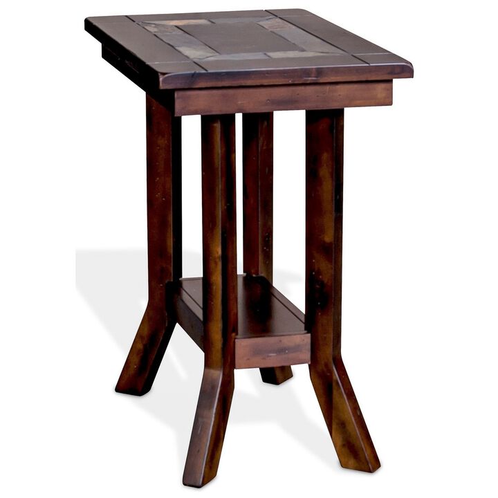 Odel Accent Chairside Table, Dark Brown Mahogany, Rectangular 25 Inch - Benzara
