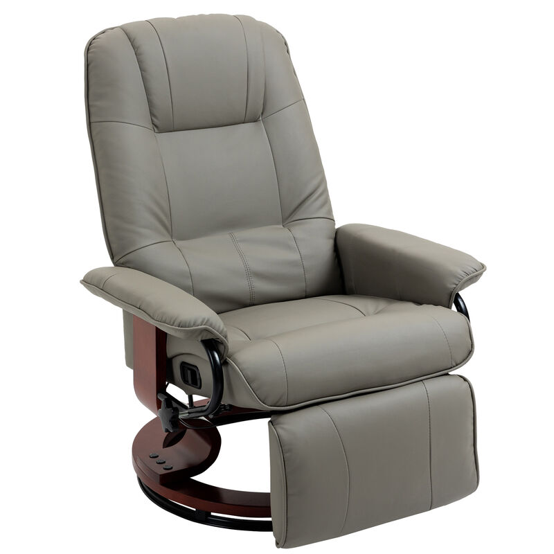 Faux Leather Reclining Lounge Chair Swivel Recliner Sofa Seat w/ Wood Base Brown