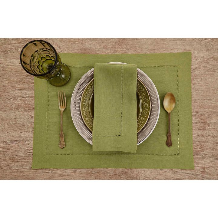 Solino Home 100% Pure Linen Dinner Napkins 20 x 20 Inch Set of 4 | Classic Hemstitch