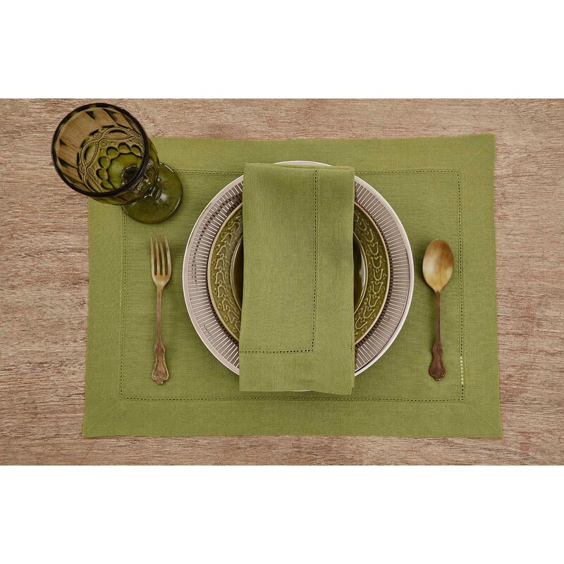 Solino Home 100% Pure Linen Dinner Napkins 20 x 20 Inch Set of 4 | Classic Hemstitch
