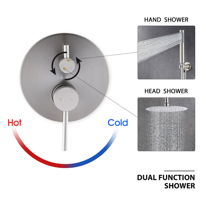 Brushed Nickel Dome Shower System with 10" and Handheld Heads