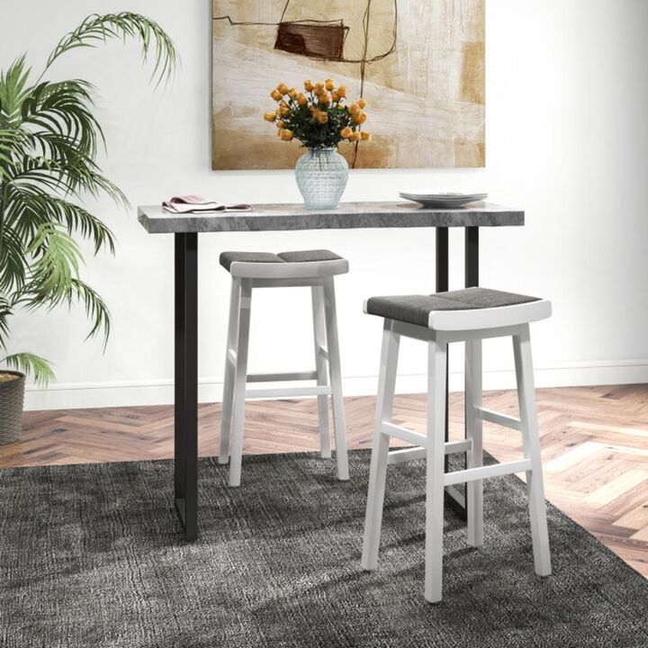 Hivvago 2 Pieces 26/31.5 Inch Upholstered Saddle Barstools with Padded Cushions