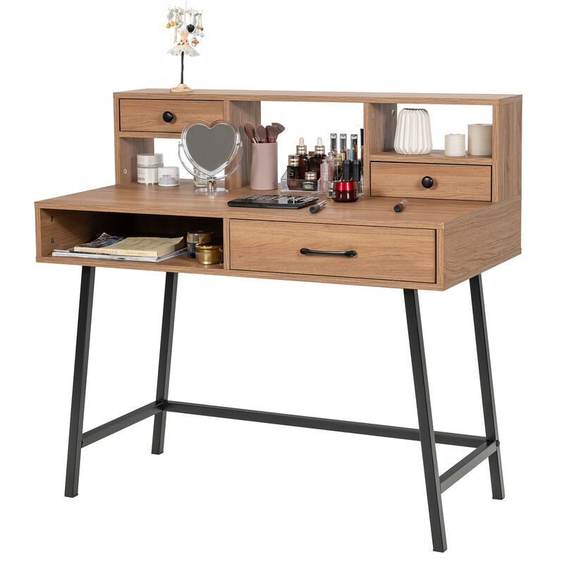 42-Inch Vanity Desk with Tabletop Shelf and 2 Drawers