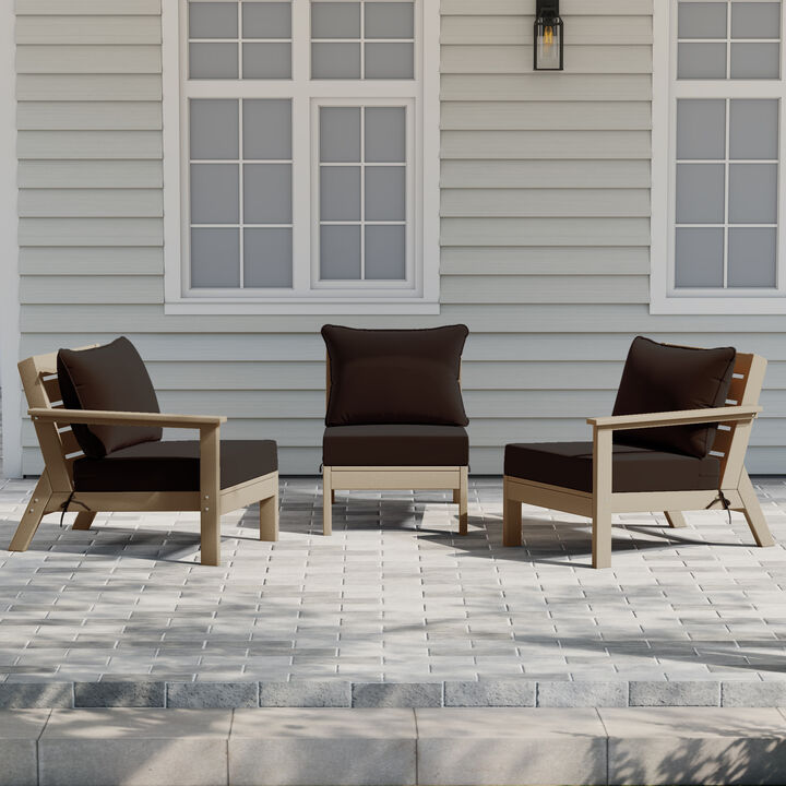 WestinTrends Outdoor Patio HDPE Sectional Sofa with Patio Cushions