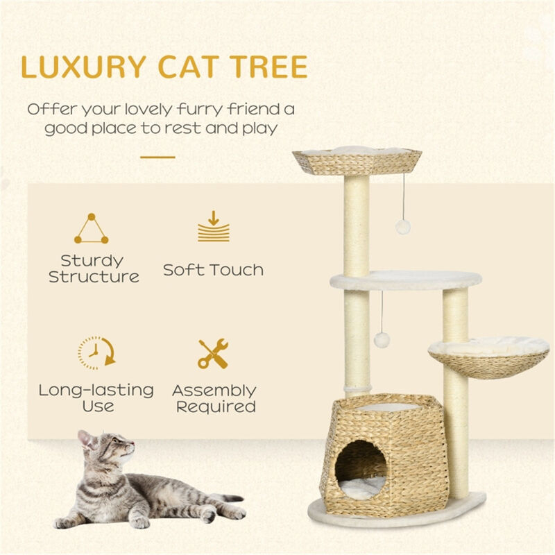 Multi-Level Cat Tree with Scratching Posts, Cozy Perches, and Hideaways for Indoor Cats