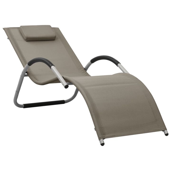 vidaXL Sun Lounger Textilene Taupe and Gray