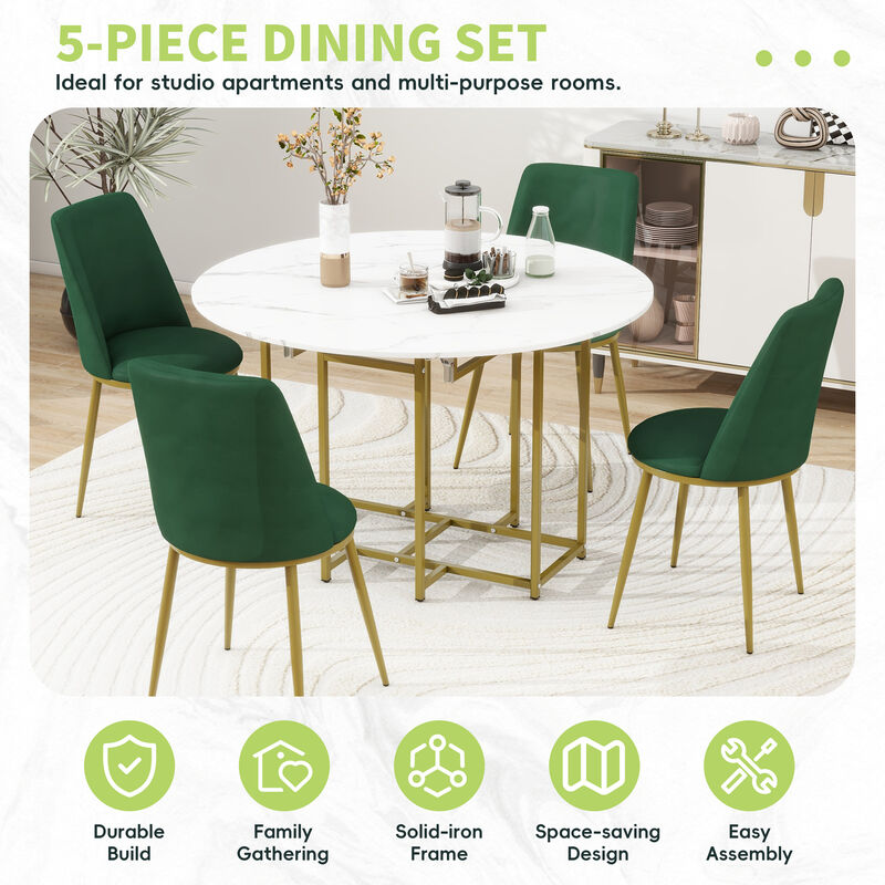 Merax 5-Piece Extendable Kitchen Dining Table Chairs Set