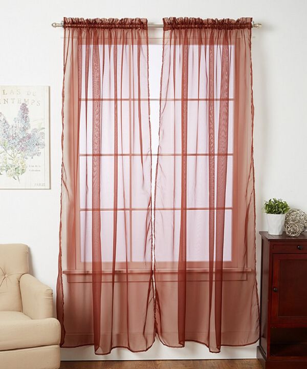 J&V TEXTILES Solid Sheer Window Curtain Panels- Set of 4