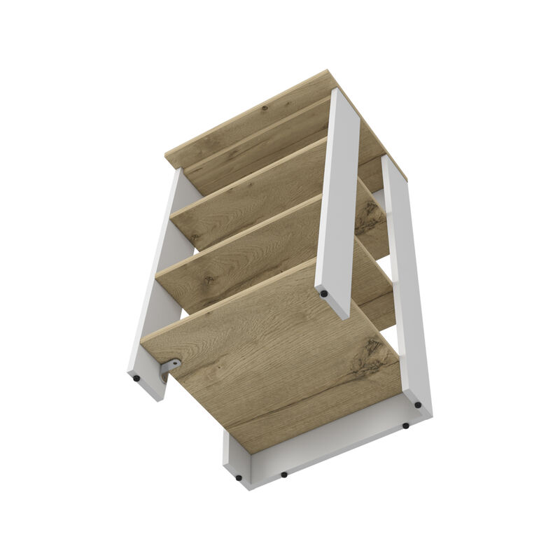 DEPOT E-SHOP Colyn Linen Cabinet, Four Shelves, Vertical, Light Oak / White