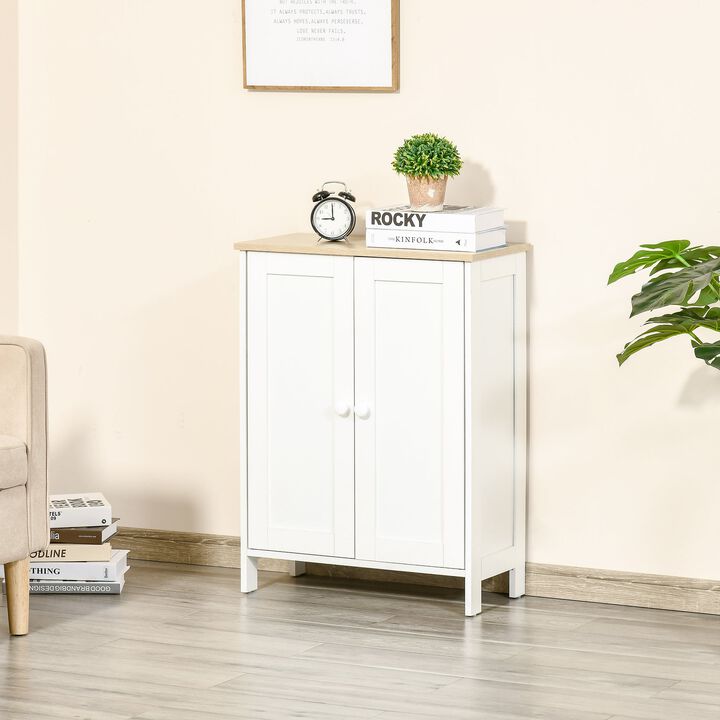 White Room Organizer: 3-Tier Storage Cabinet with Doors & Shelves