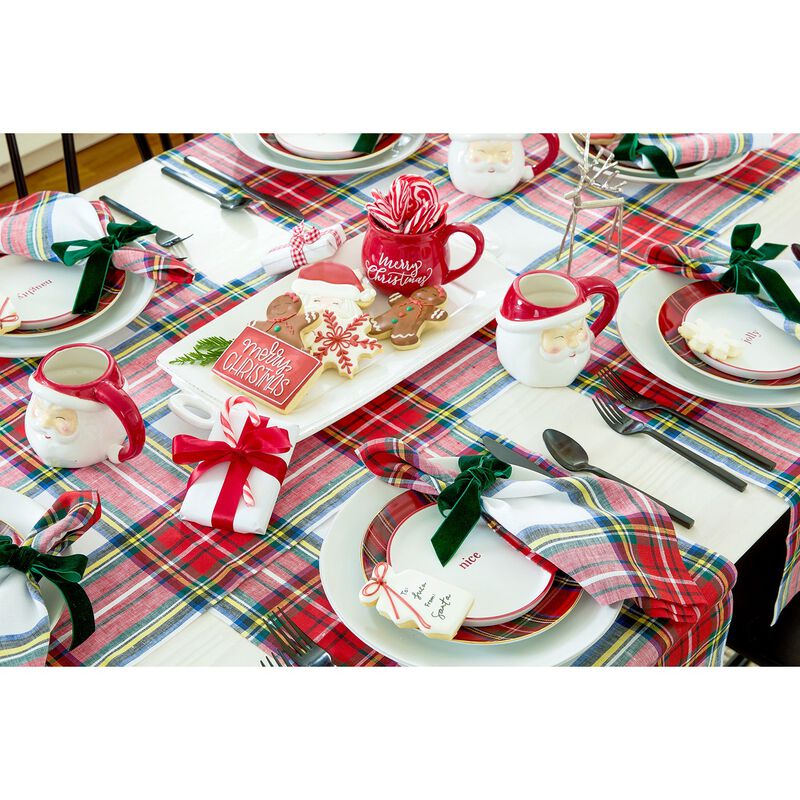 Solino Home 100% Pure Linen Table Runner 14 x 108 Inch | Stewart Plaid