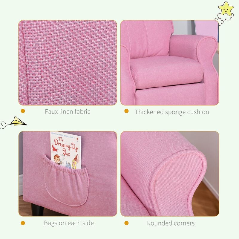 Pink Toddler Recliner: Adjustable Chair with Storage for Ages 3-5