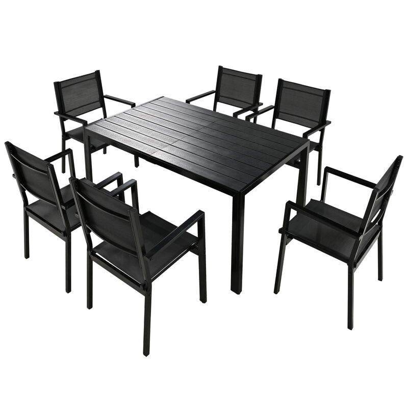 Merax Modern Outdoor  Dining Table Set with 6 Chairs