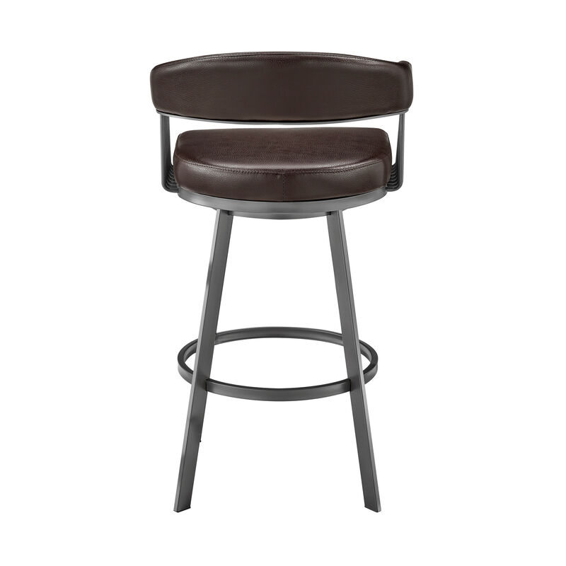 Chelsea  Counter Height Swivel Bar Stool in Silver Finish and White Faux Leather