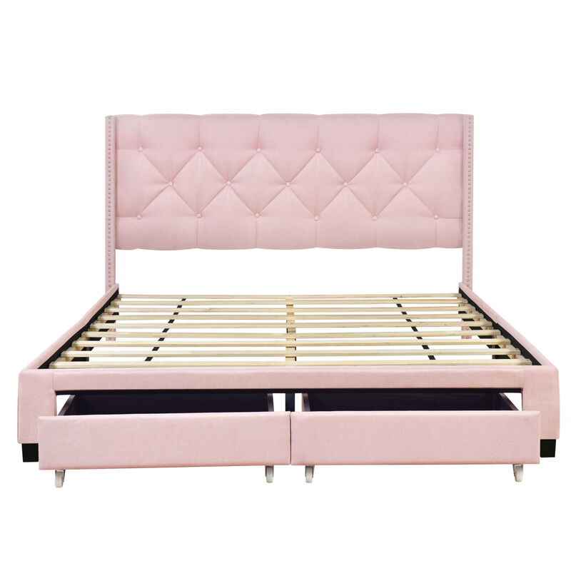 Streamdale Queen Upholstered Platform Storage Bed (Pink)