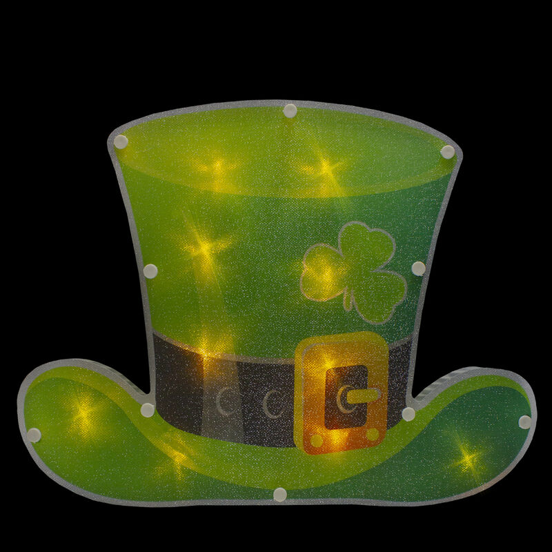 12.5" LED Lighted Irish St. Patrick's Day Leprechaun Hat Window Silhouette with Timer