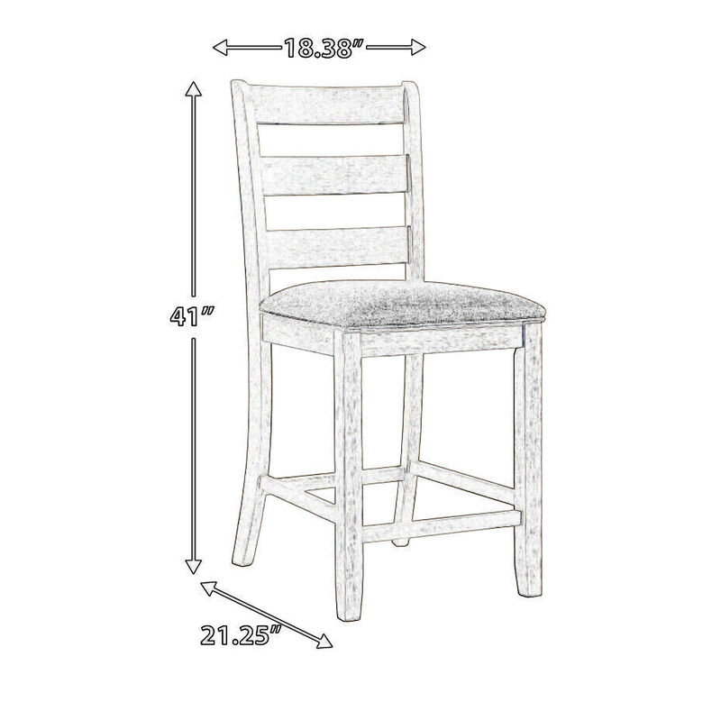 Armless Wooden Barstool Set with Textured Finish, Brown and White - Benzara