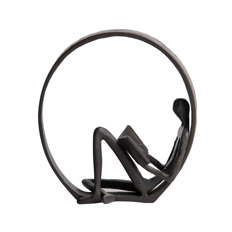 Encircled Reader Iron Sculpture